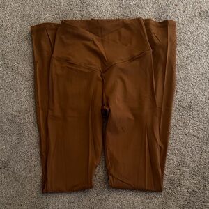 Aerie Brown Cross-Over Flare Leggings